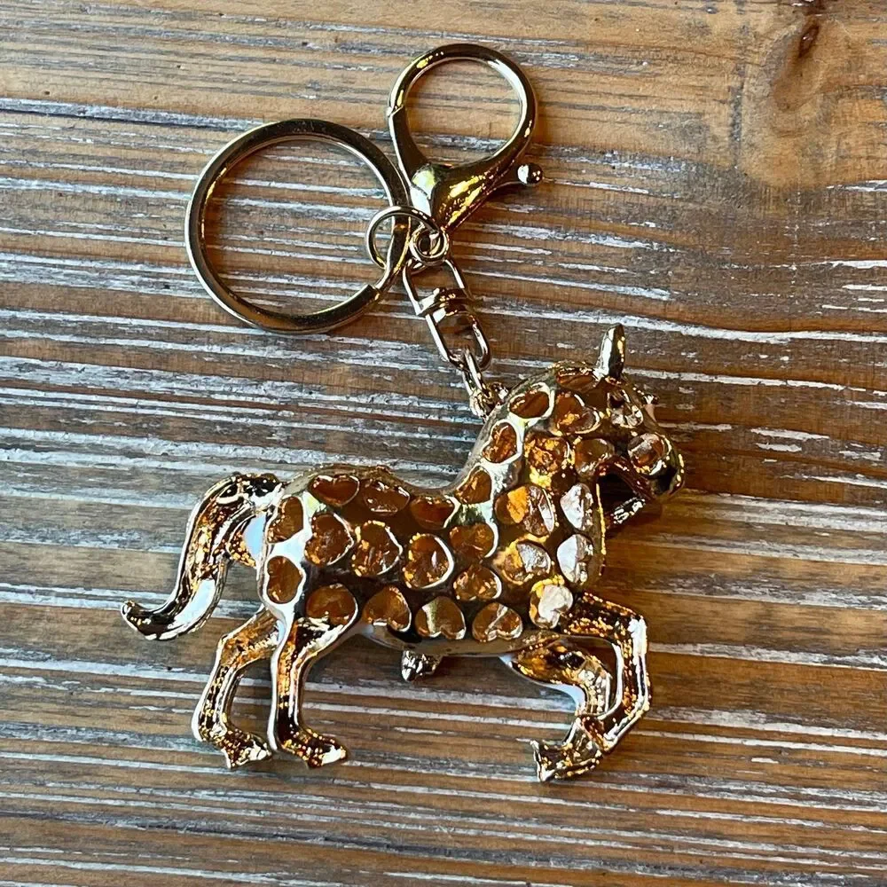 Bling White Rhinestone Horse Keychain Purse Charm